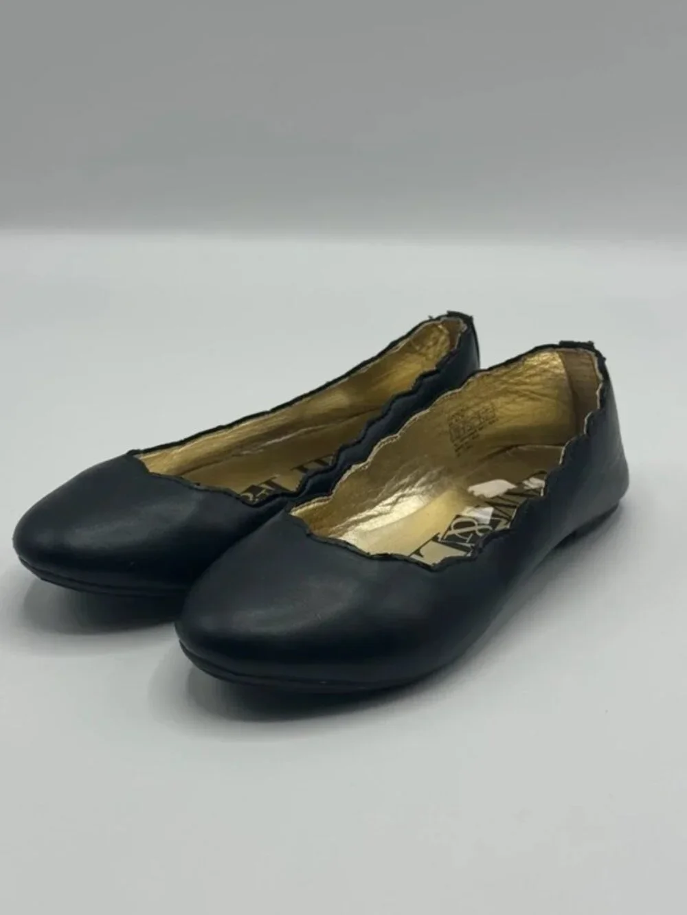 Sam & Libby Ballet Flats Girls Sz 13 Candice Black Scalloped